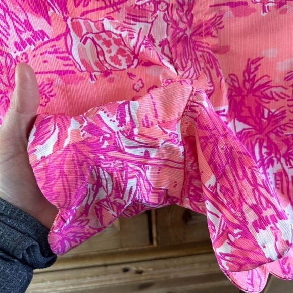 Lilly Pulitzer 0 Shorts Pink Tropical The Buttercup Shorty Scallop Rule Breakers - Picture 5 of 12